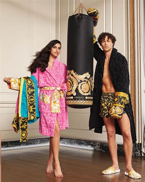 versace robes his and hers|versace unisex barocco sleeve robe.